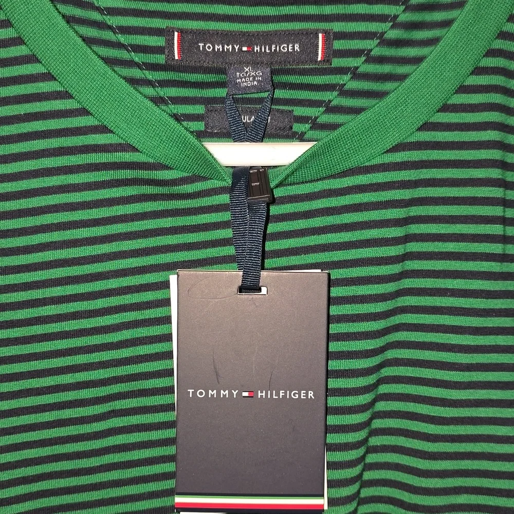 Tommy Hilfiger Green & Navy Stripes Tee XL
